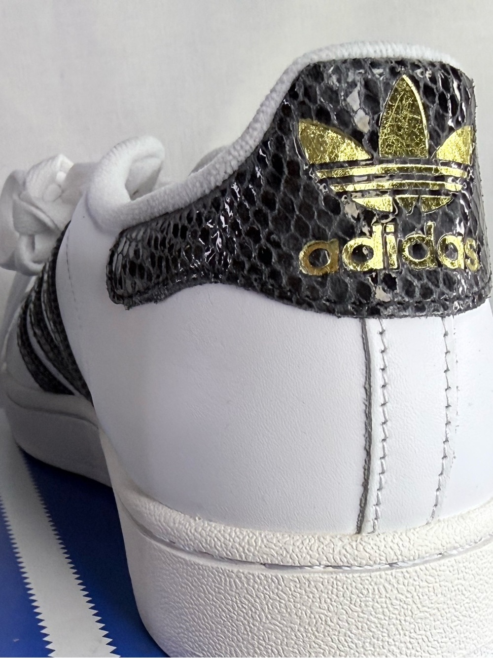 adidas Women's Superstar II White Sneakers with Snake Skin Accents Size 9